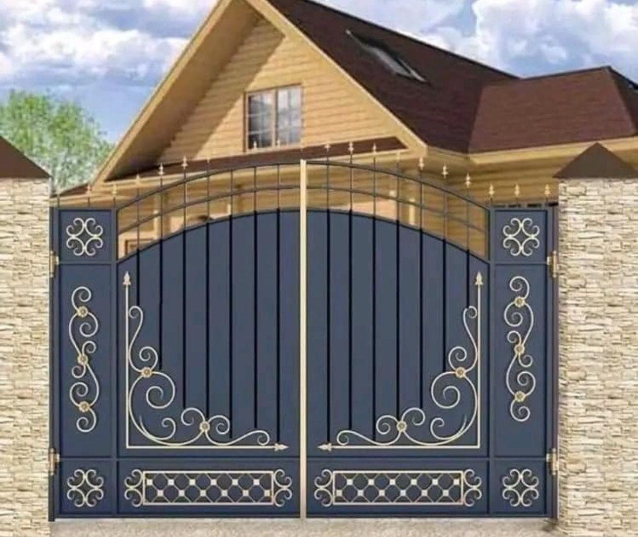 Double Leaf Decorative Iron Door
