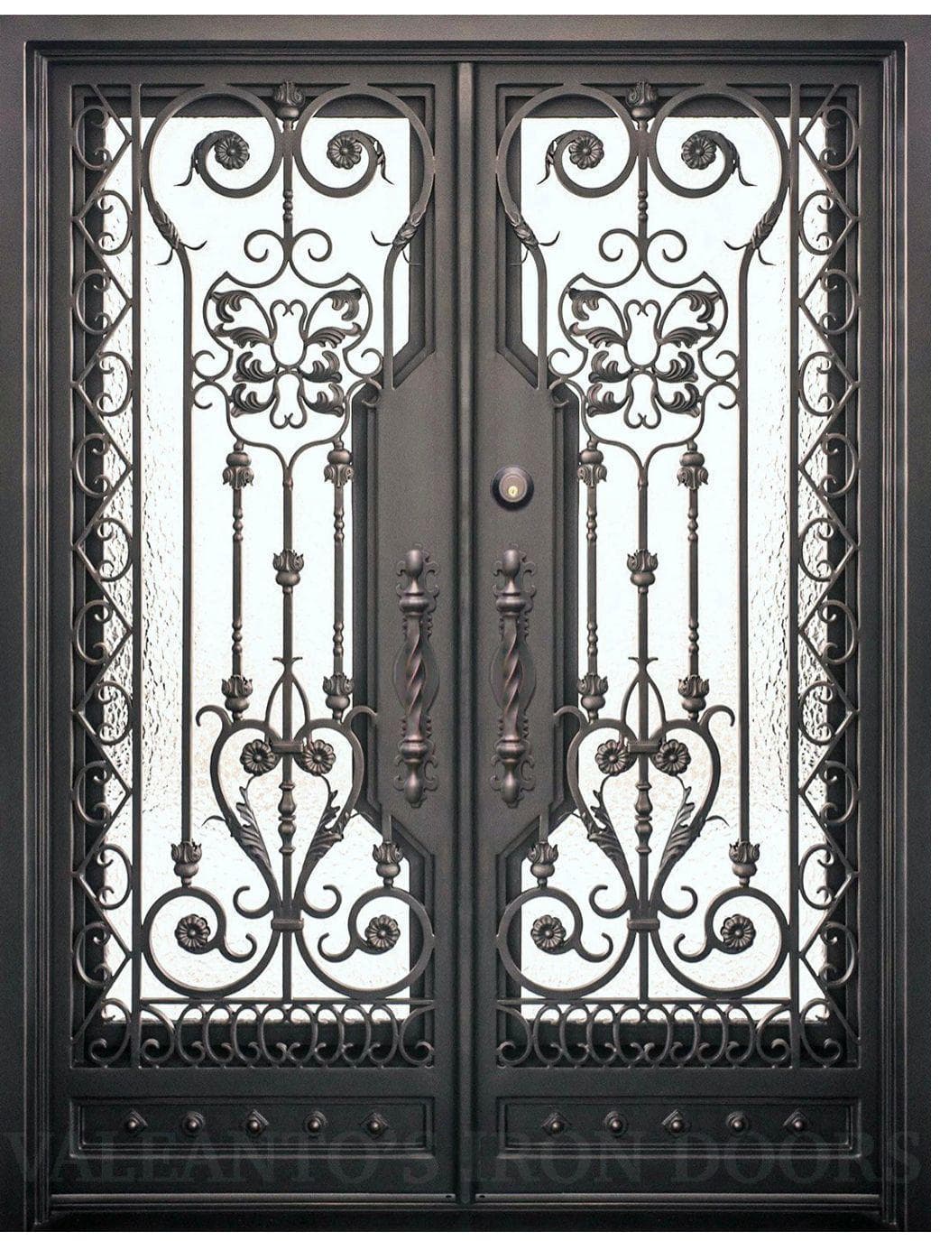 Arched Iron Door with Glass Inserts